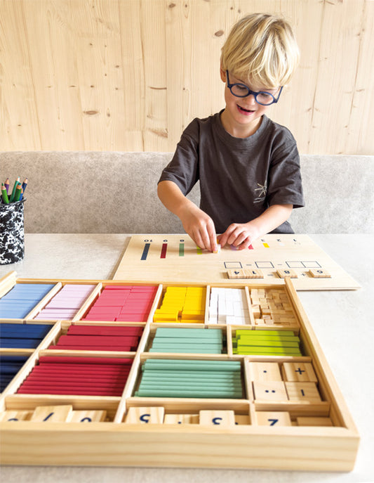 Montessori drveni matematički set – štapići i brojevi za učenje matematike