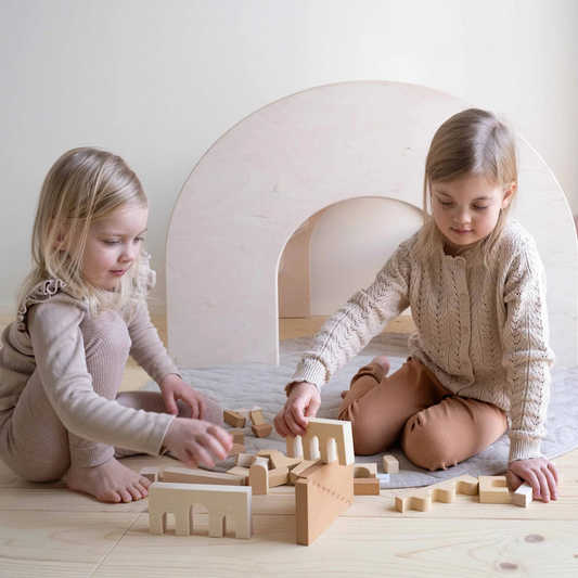 Montessori drveni gradivni blokovi za djecu – kreativni blokovi (HUVILA) (boja pijeska)