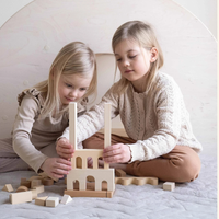 Montessori drveni gradivni blokovi za djecu – kreativni blokovi (HUVILA) (boja pijeska)