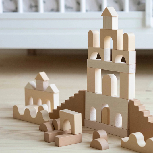 Montessori drveni gradivni blokovi za djecu – kreativni blokovi (HUVILA) (boja pijeska)