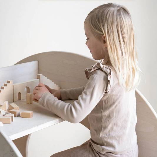 Montessori drveni građevni blokovi za djecu – kreativna igračka za gradnju (HUVILA) (svijetlo bež boja)