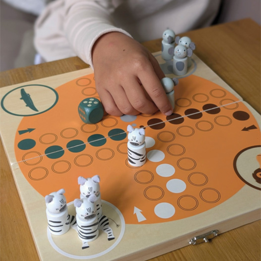 Drvena društvena igra Ludo Safari – dječja igra za 4 igrača